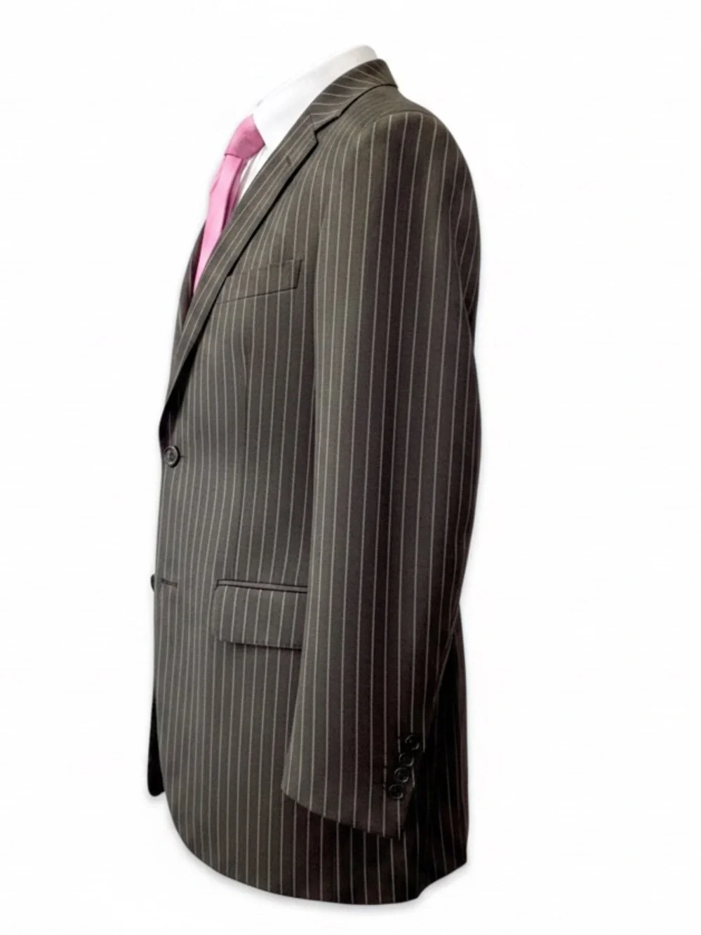 Bijan Men's Suit | Brown w/ Gold Pinstripes |  Super-Luxury | Custom Tailored